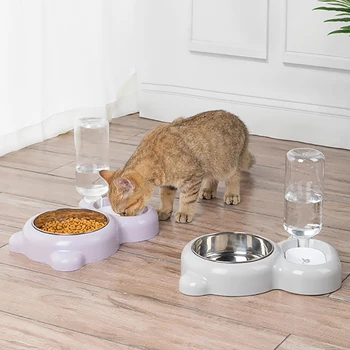 Pet Köpek Kase Otomatik Kedi su sebili Boyun Koruma Besleyici Köpekler Kediler için Gıda Besleme Yükseltilmiş Standı Bulaşık Malzemeleri Yuvarlak
