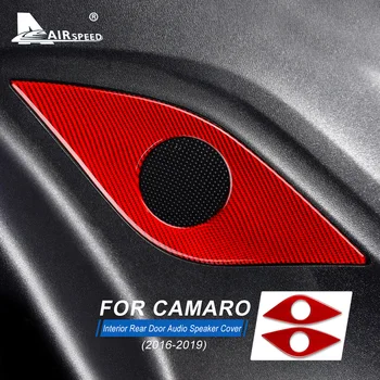 HAVA hızı Karbon Fiber Chevrolet Camaro 2016 için 2017 2018 2019 Aksesuarları İç Araba Arka Kapı Ses Hoparlör Kapağı Trim Çıkartmalar