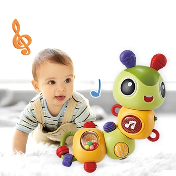 Bebek müzikli oyuncak Yürümeye Başlayan Emekleme Tırtıl Oyuncak Müzik ve led ışık Up Bebekler için Eğitici Benzersiz Büküm Duyusal Oyuncak