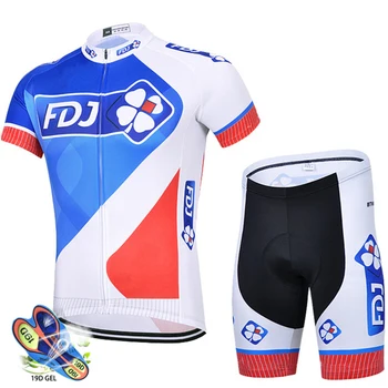 2022 Yeni FDJ Yaz Bisiklet Jersey Seti Nefes Takım Yarış Spor Bisiklet Jersey Erkek Bisiklet Giyim Kısa Bisiklet Jersey