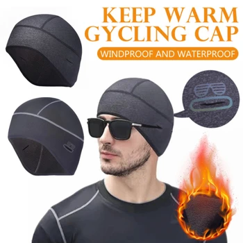 Tek taraflı su geçirmez bisiklet motosiklet kış bisiklet küçük şapka, emniyet kaskı, kask astar, sıcak spor şapka