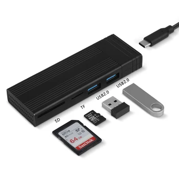 USB C Hub M. 2 NVMe SSD Durumda, çift Protokolü NVMe Muhafaza SD TF kart okuyucu USB2.0 HUB Dock MacBook Pro Hava İçin USB Splitter