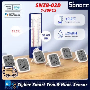 1-30 ADET SONOFF SNZB-02D Zigbee Akıllı Sıcaklık Nem Sensörü İle LCD Ekran, eWeLink APP İle çalışmak, Alexa Google Ev için