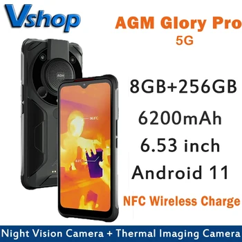 AGM Zafer G1 Pro 5G Su Geçirmez Cep Telefonu Gece Görüş Termal görüntüleme kamerası 8GB + 256GB 6200mAh IP68 / IP69K Smartphone NFC