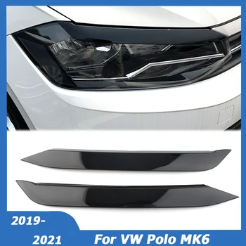 Volkswagen VW Polo MK6 2019 2020 2021 Ön Far Göz Kapağı Kafa Lambası Kaş Kalıplama ayar kapağı Sticker Araba Aksesuarları
