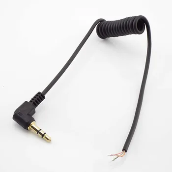 3.5 mm erkek 3 kutuplu Jack Ses Kablosu Sağ açı DIY Kulaklık Bahar tel Hattı Strand Kulaklık Bakım Onarım Tel Kordon