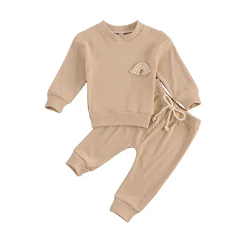 Bebek Giysileri Set Bahar Sonbahar Toddler Erkek Bebek Kız Rahat Kazak Tops + Pantolon 2 adet Yenidoğan Bebek kıyafetler elbiseler