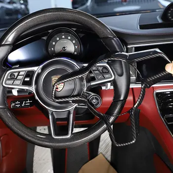 Porsche Cayman 2016 için ABS Mat siyah / Karbon Fiber / Kırmızı Araba direksiyon krom çerçeve Trim sticker Oto Aksesuarları
