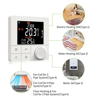 WİFİ elektrikli yerden ısıtma 16A termostat uygulama ve ses kontrolü 2.8 İnç LCD Akıllı Programlanabilir Termostat WİFİ elektrikli yerden ısıtma 16A termostat uygulama ve ses kontrolü 2.8 İnç LCD Akıllı Programlanabilir Termostat 5