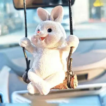Süper Sevimli Sallanan Tavşan Araba Ayna Asma Süs Sallanan Tavşan Görsel Yorgunluğunuzu Giderebilir Süslemeleri Otomatik