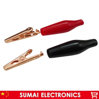 50 ADET timsah klip kırmızı bakır, küçük tip 28mm timsah testi kablo Klipsi, 30VAC-60VDC / Maks. 5A