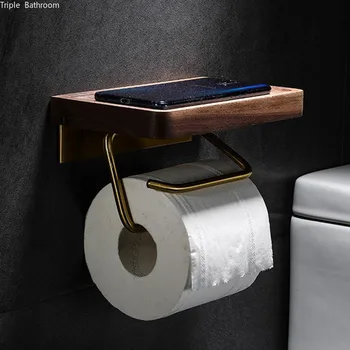 Tuvalet katı ahşap Doku Tutucu Çok Fonksiyonlu kağıt havlu rafı Punch-ücretsiz Duvara Monte Ev Aksesuarları Kağıt Tutucu Standı