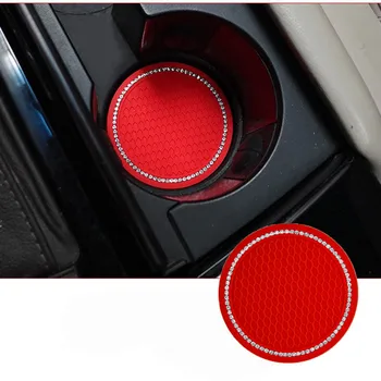 2 adet Kırmızı Araba Coaster Su Bardağı Şişe Tutucu kaymaz Ped Mat Silika Jel İç Dekorasyon İçin Araba Styling Aksesuarları