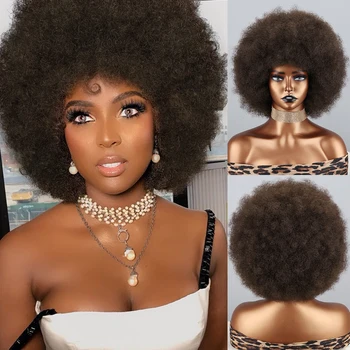 Kısa Saç Afro Kinky Kıvırcık kahküllü peruk kadın Peruk Cosplay Sarışın Peruk Pembe Sentetik Peruk Cadılar Bayramı Siyah Peruk Mavi Kırmızı Kahverengi