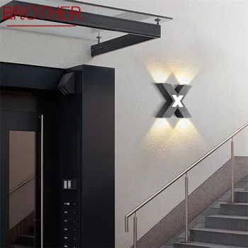 BROTHER dış duvar ışık çağdaş LED aplikleri lambası su geçirmez IP65 X gölge dekoratif ev sundurma Villa