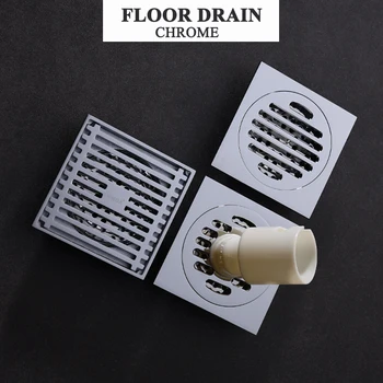 Banyo Zemin Drenaj Gümüş Krom Su Çıkış Borusu Bağlantı Katı Pirinç Filtre ile Mutfak Çamaşır Makinesi