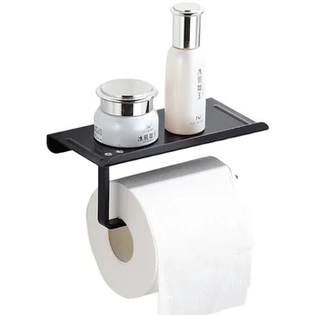 1 adet Alüminyum Alaşımlı rulo kağıt havlu tutucu Raf Tepsi İle Banyo Aksesuarları Mutfak Duvar Asılı Punch - Ücretsiz tuvalet kağıdı rulosu H