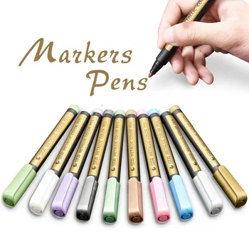 1 adet veya 1 takım 10 Renkler 6mm Metal İşaretleyiciler Kalemler Sanat Boya Albümü Suluboya Mürekkep Güvenlik DIY Tasarım Yuvarlak Ayak Okul Öğrenci Malzemeleri