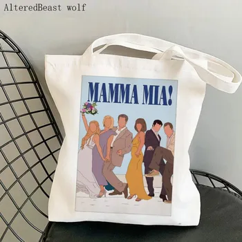 Mamma Mia Poster Anahat Baskılı Çanta Harajuku kadın alışveriş çantası Kanvas alışveriş Çantası kız çanta Tote Çanta Omuz Bayan Çantası