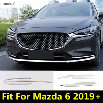 Mazda 6 2019 - 2021 için Ön Kaput Bonnet Mesh Grille Grill Garnitür Alt Tampon Şerit Kapak Trim Paslanmaz Çelik Aksesuarlar
