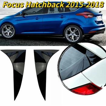 Araba Arka Pencere Yan Spoiler Ford Focus Hatchback 2015-2018 İçin ABS Parlak Siyah Arka Yan Spoiler Canard Splitter Dış Parçaları