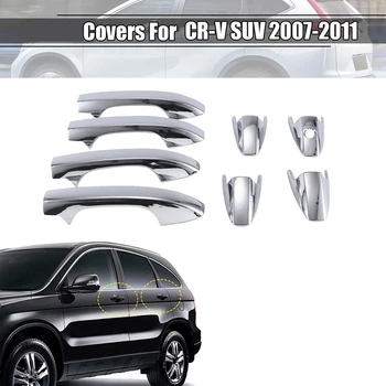 8 Adet Gümüş Araba Kapı Kolu Kapağı Trim Yakalama Kapağı Çıkartmalar Dış Kapı Kolu Kapağı Honda için CR-V 2007-2011