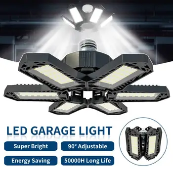 LED garaj ışığı E26 / E27 Deforme tavan ışık Led ışıkları Garaj Depo Atölyesi aydınlatma 6 ayarlanabilir Panel