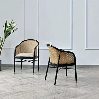 Basit katı ahşap yemek sandalyeleri Arkalığı Lüks kamış örgü yemek sandalyesi Yaratıcı Tasarım Koltuk Cadeira De Jantar mutfak mobilyası