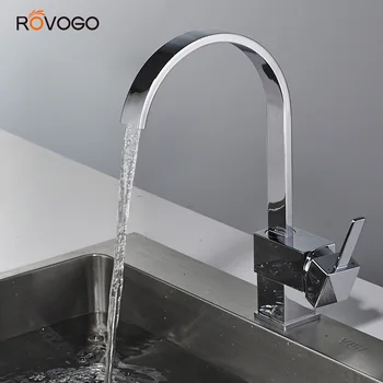 ROVOGO Tek kulplu Mutfak lavabo musluğu, 360 Derece Mutfak Soğuk ve Sıcak Mikser Musluklar( Krom)