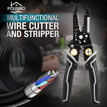 Tel sıyırma kablo kesiciler terminali sıkma el aletleri için Pousbo ® çok fonksiyonlu tel kesici ve striptizci elektrikçi pense