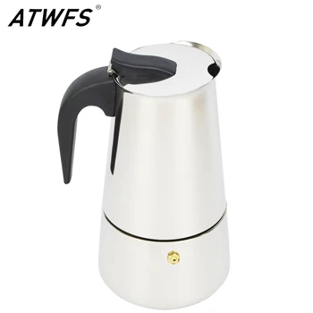 ATWFS Yüksek Kalite 2/6 Bardak Paslanmaz Çelik Kahve Makinesi Moka Pot espresso bardakları Latte Percolator Soba Üst Espresso Pot