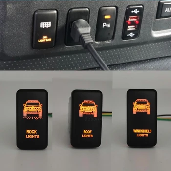 Araba Tampon Çatı Kaya Cam ışıkları Turuncu ledli basmalı düğme anahtarı Toyota Landcruiser Hilux Prado 120 için FJ CRUİSE LC100