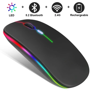 Şarj edilebilir Bluetooth Kablosuz RGB Fare Fare LED Arkadan Aydınlatmalı Ergonomik Oyun dizüstü için fare PC