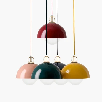 Kolye ışıkları Modern tel avize İskandinav basit renkli LED asılı ışık restoran kahve odası başucu E27 kapalı lamba