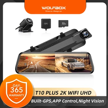 Wolfbox T10 Artı WiFi Çizgi Kam Full HD Dash Kamera araba dvr'ı Wi-Fi GPS Video Kaydedici 360 Dash Kamera 24 Saat Park Modu