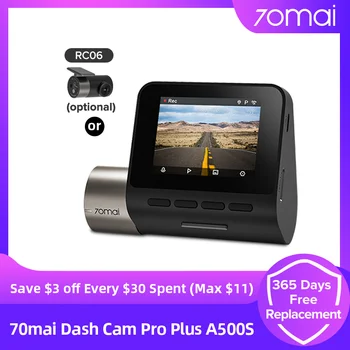 70mai A500S Video Kaydedici Dash kamera Pro Artı A500S 1944P araba dvr'ı Dahili GPS APP Kontrolü 1944P Arka Kamera Desteklenen
