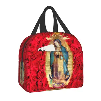 Guadalupe Meryem Termal Yalıtımlı Öğle Yemeği Çantası Katolik Yeniden Kullanılabilir yemek taşıma çantası Çocuklar için Okul Çocukları Çok Fonksiyonlu yiyecek kutusu