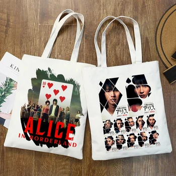 Japon Alice İn Borderlands alışveriş çantası Kadınlar için Kanvas Çanta Anime Tote Çanta Karikatür Eko Çanta Kadın