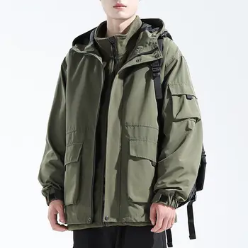 M43 taktik m65 erkek Kış Sonbahar Yastıklı Kalın Zip Ceketler Erkek Çıkarılabilir Su Geçirmez Kapşonlu Palto Cepler Dış Giyim