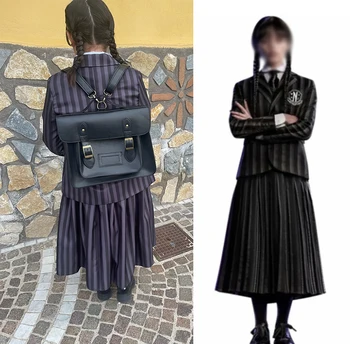 Addams Çarşamba Cosplay Sırt Çantası Kız Öğrenci Koleji PU Deri Çanta Bookbag askılı çanta Çocuklar İçin Hayranları Hediyeler Çanta