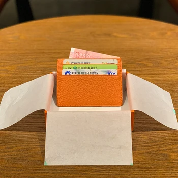 Inek derisi Deri Kart Sahipleri Unisex İnce Para Çantası Rahat Minimalist Tasarım Küçük Çanta Ultra ince Mini Cüzdan KİMLİK Kartı Durumda