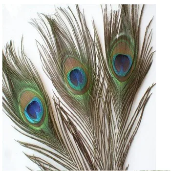 Toptan 20-100 adet Doğal Tavuskuşu Tüyleri El Sanatları İçin 40-45cm doğal tavuskuşu tüyleri gözler Düğün dekorasyon tüyleri Aralık